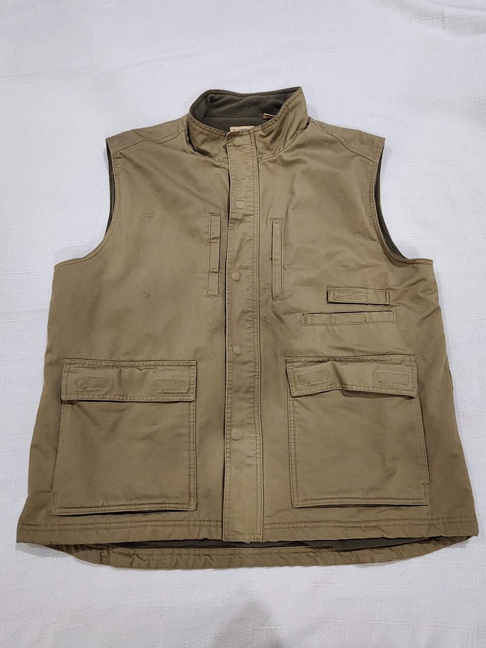 RedHead Brand Co Mens XL Tan Khaki Fleece Lined Multi Pocket Utility Vest